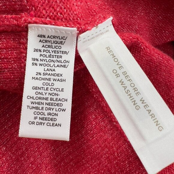 COPY - Loft Women's Wool Blend Long Sleeve Hoodie Red Sweater Size M NWT - Picture 6 of 7